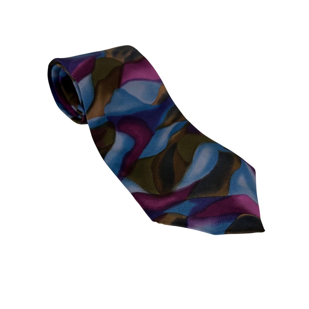 J Garcia Mesa Collection Seven Mens Silk Abstract Pattern Tie Made in USA